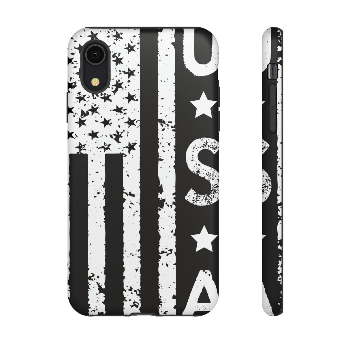 Black n White U.S Flag - Protective Phone Case