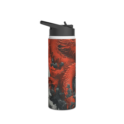 Twin Dragons Dance - Stainless Steel Water Bottle
