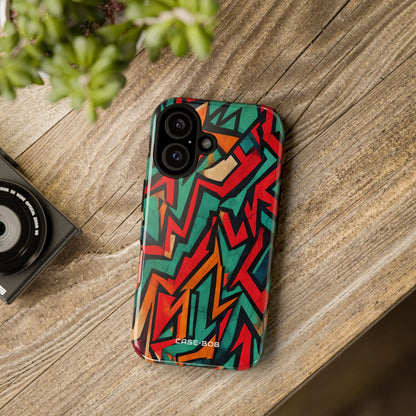 Crimson Zigzag iPhone 16 Pro Case - Tough