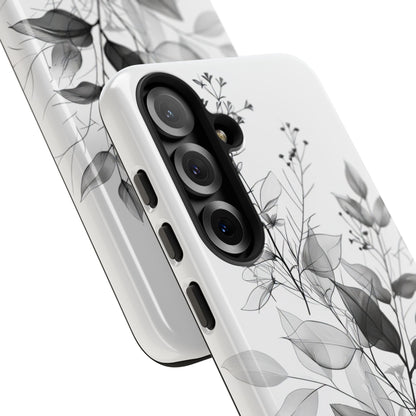 Veined Leaves Gray Samsung S25 Plus Case - Tough