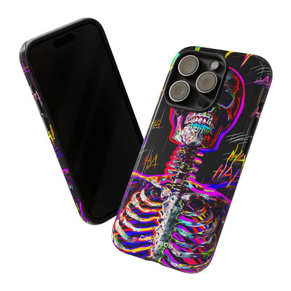 Neon Skeleton Laugh iPhone 15 Pro Case - Tough