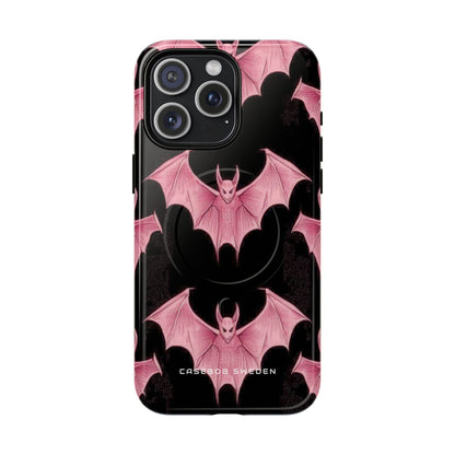 Gothic Pink Bats Aflame iPhone 15 | Tough+ Phone Case