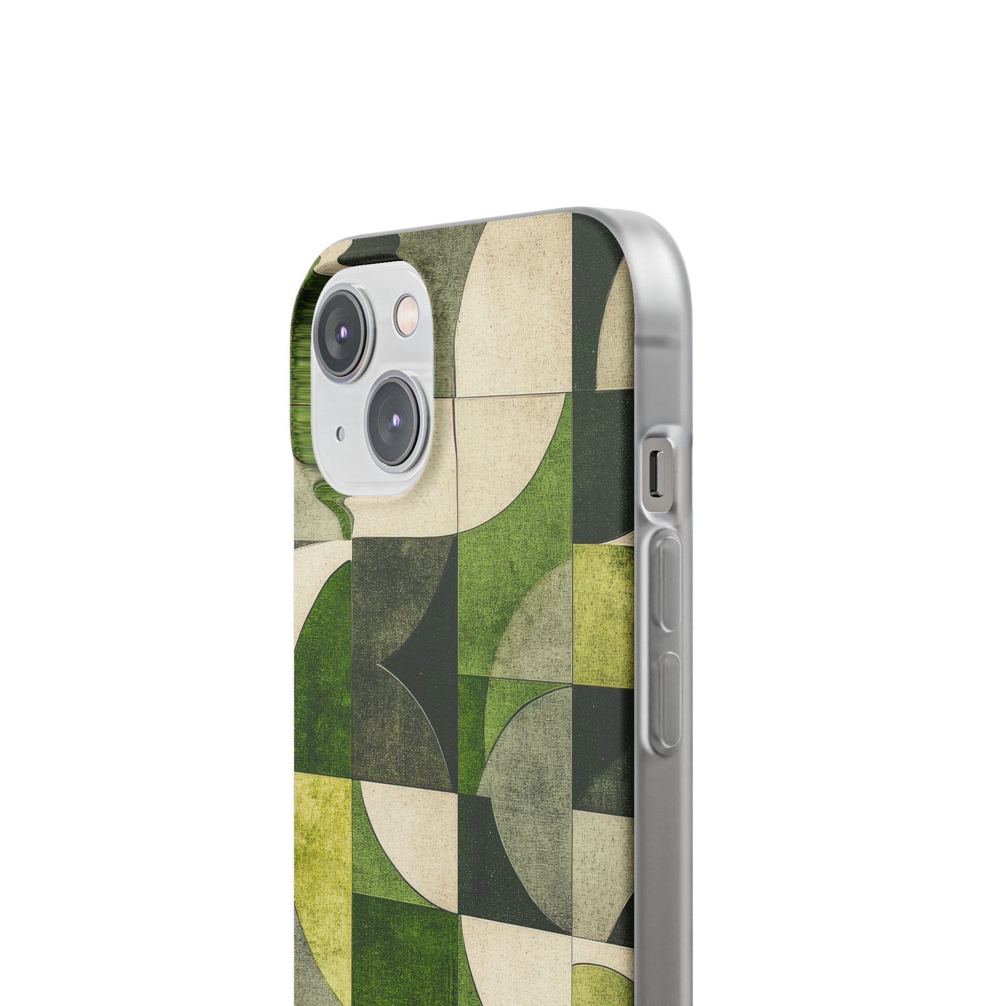 Green Geometric Harmony - Flexi iPhone 14 Phone Case