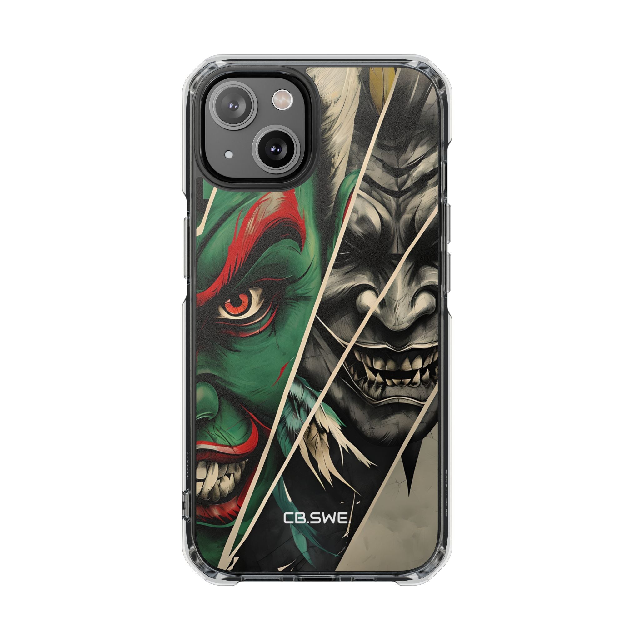 Striking Japanese Mask Art Vivid Colors iPhone 14 - Impact Clear+