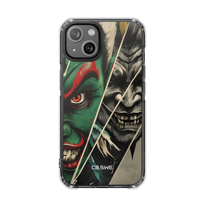 Striking Japanese Mask Art Vivid Colors iPhone 14 - Impact Clear+