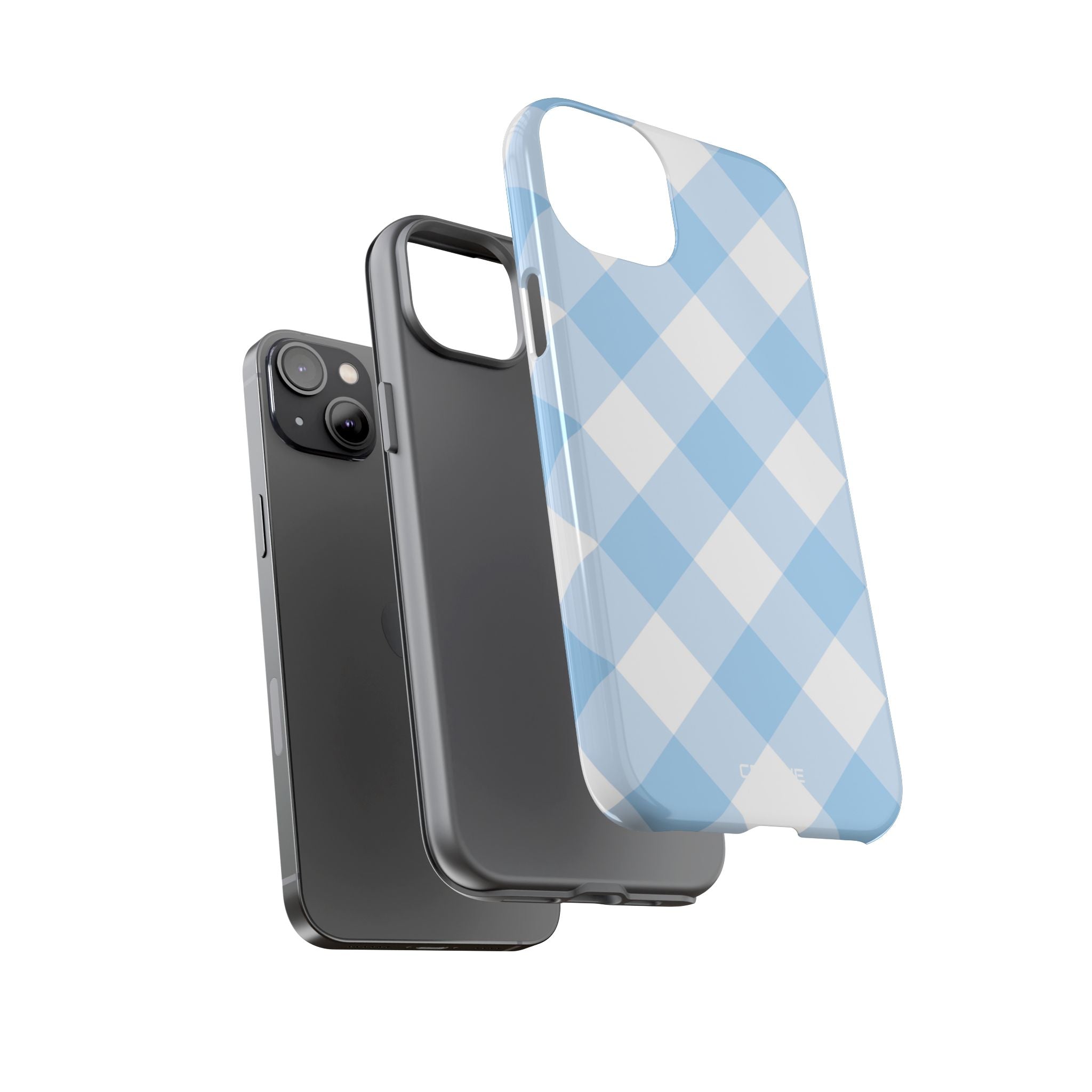 Soft Blue Gingham Elegance - iPhone Case
