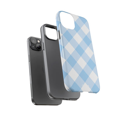 Soft Blue Gingham Elegance - iPhone Case