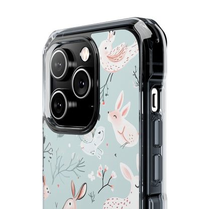 Whimsical Bunny Blossom - Clear Impact iPhone 14 Phone Case