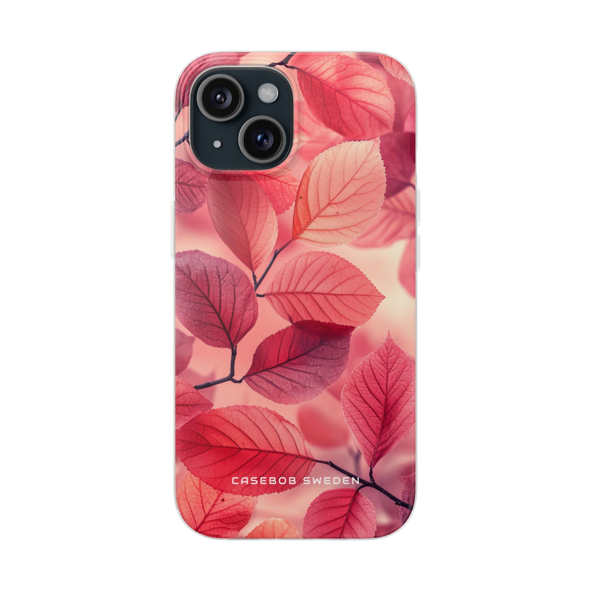 Elegant Pink Leaves iPhone 15 - Flexi Phone Case