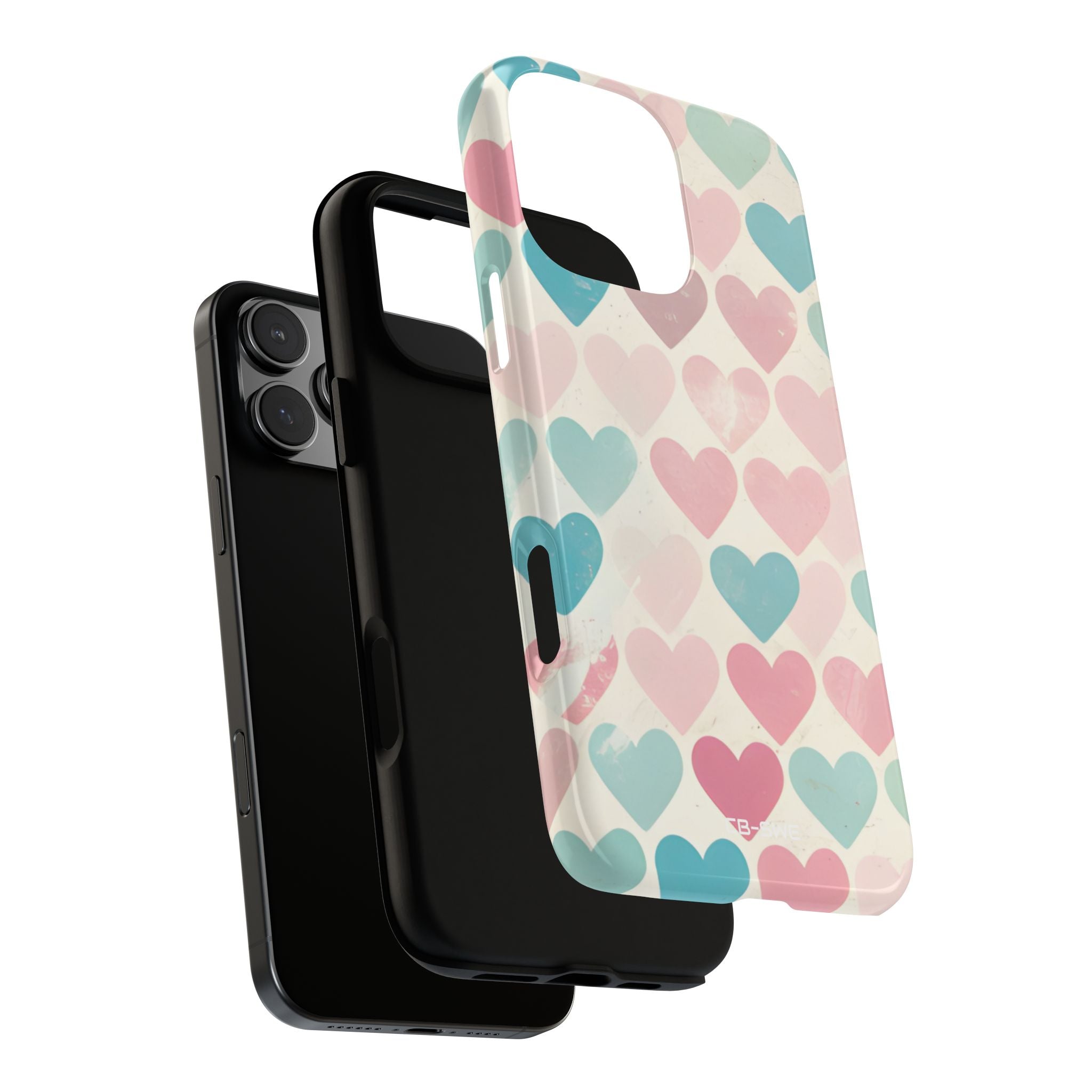 Retro Hearts Symmetry - iPhone Case