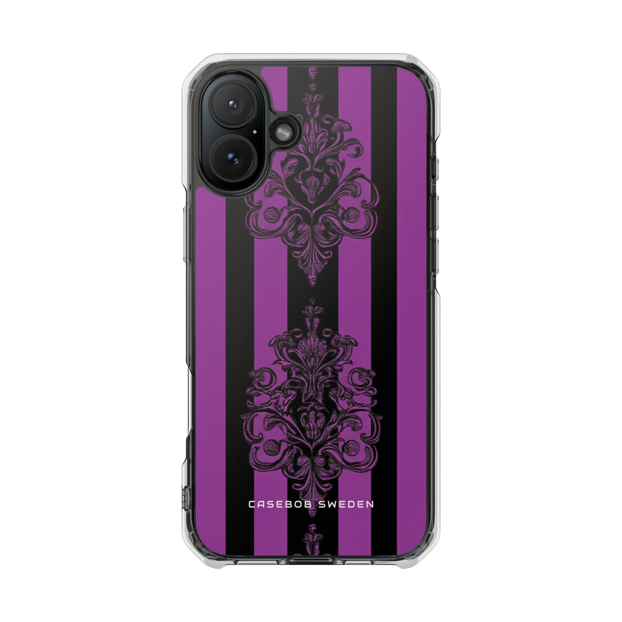 Gothic Elegance with Vertical Stripes and Ornamental Motifs iPhone 16 - Clear Impact Phone Case