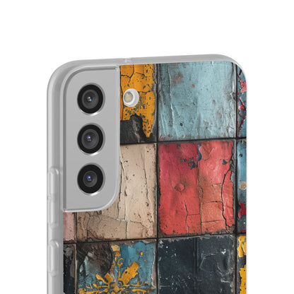 Rustic Red-Yellow Vintage Tiles - Flexi Samsung S22 Phone Case