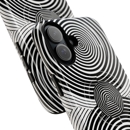 Monochrome Spiral Motion iPhone 16 - Tough+