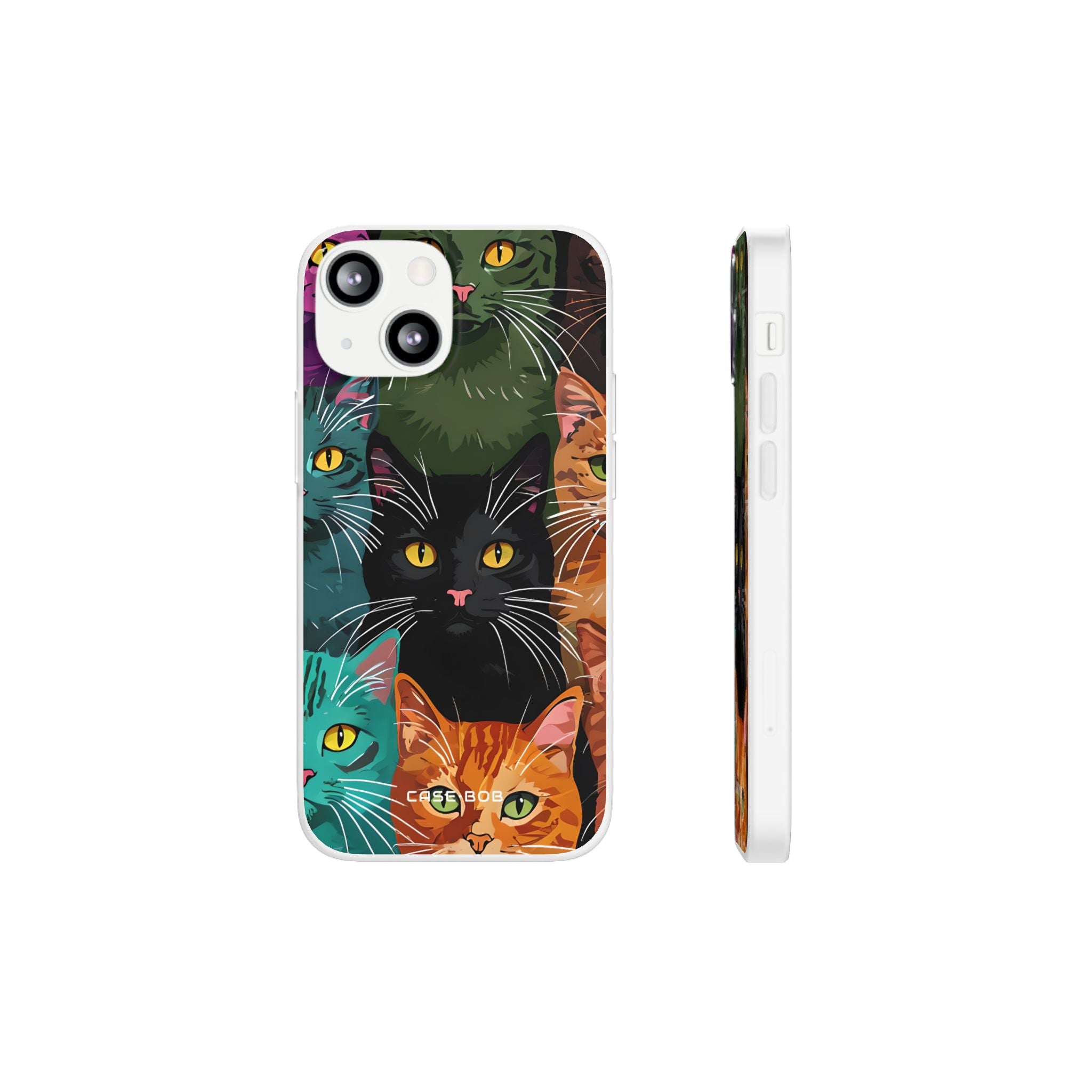 Teal Cat Grid iPhone 13 mini Case - Soft