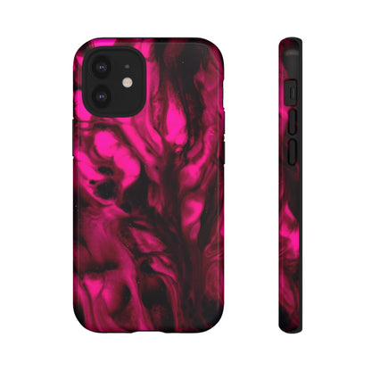 Bright Pink Ink Art iPhone Case (Protective) iPhone 12 Mini Glossy Phone Case