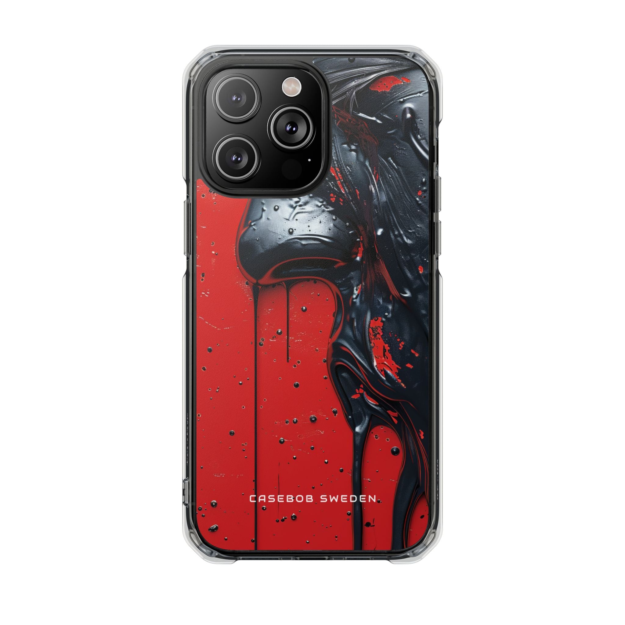 Textured Crimson Bloom iPhone 14 - Clear Impact Phone Case