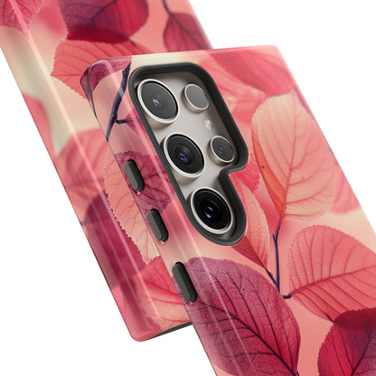 Elegant Pink Leaves Samsung S24 - Tough Phone Case