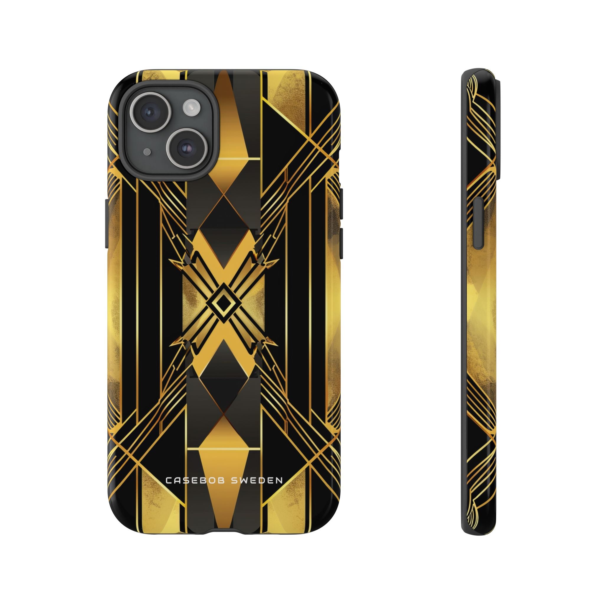 Golden Geometric Elegance iPhone 15 - Tough Phone Case