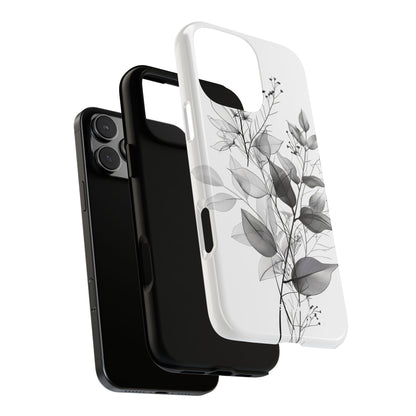 Veined Leaves Gray iPhone 16 Pro Max Case - Tough