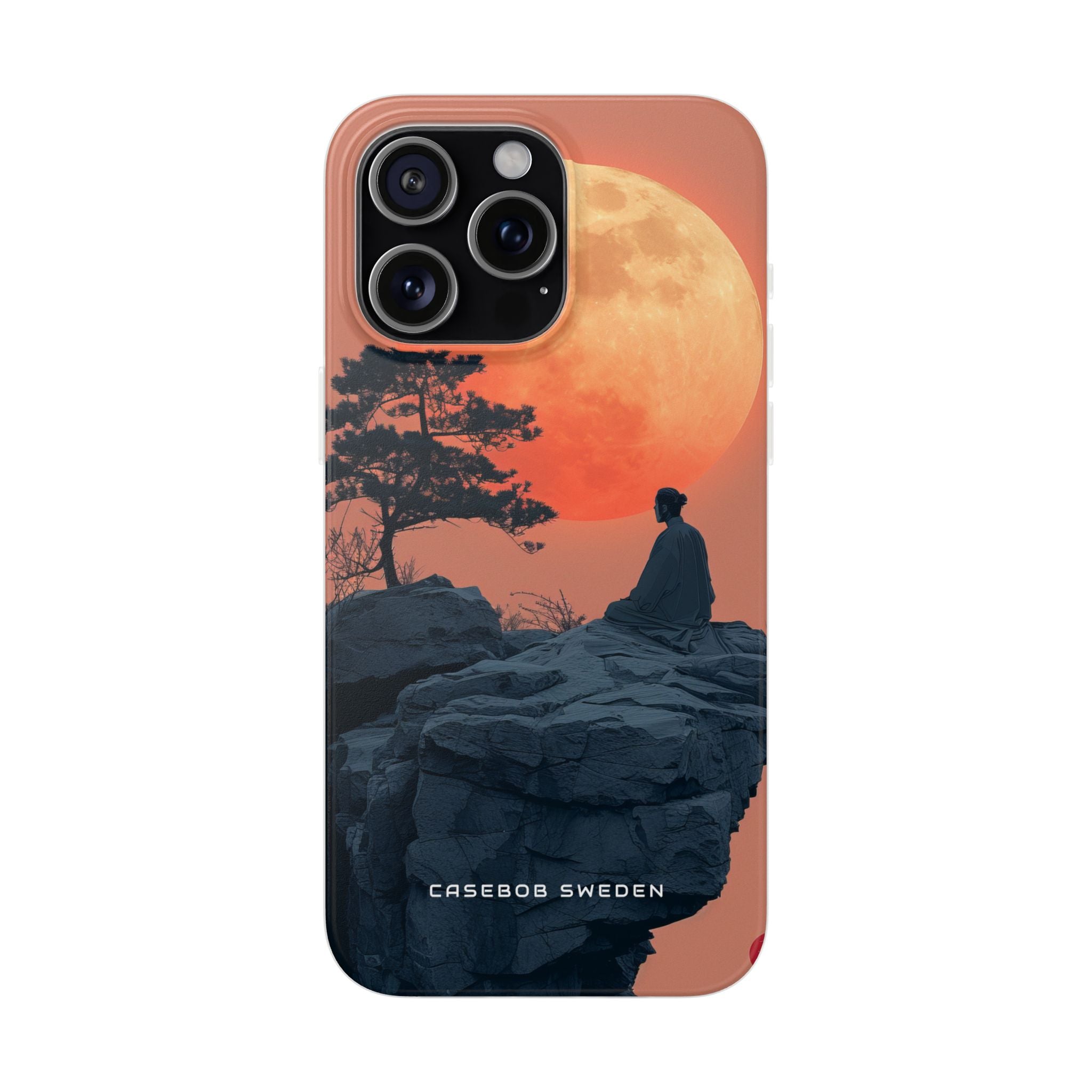 Zen Tranquility Under a Red Moon iPhone 15 - Flexi Phone Case