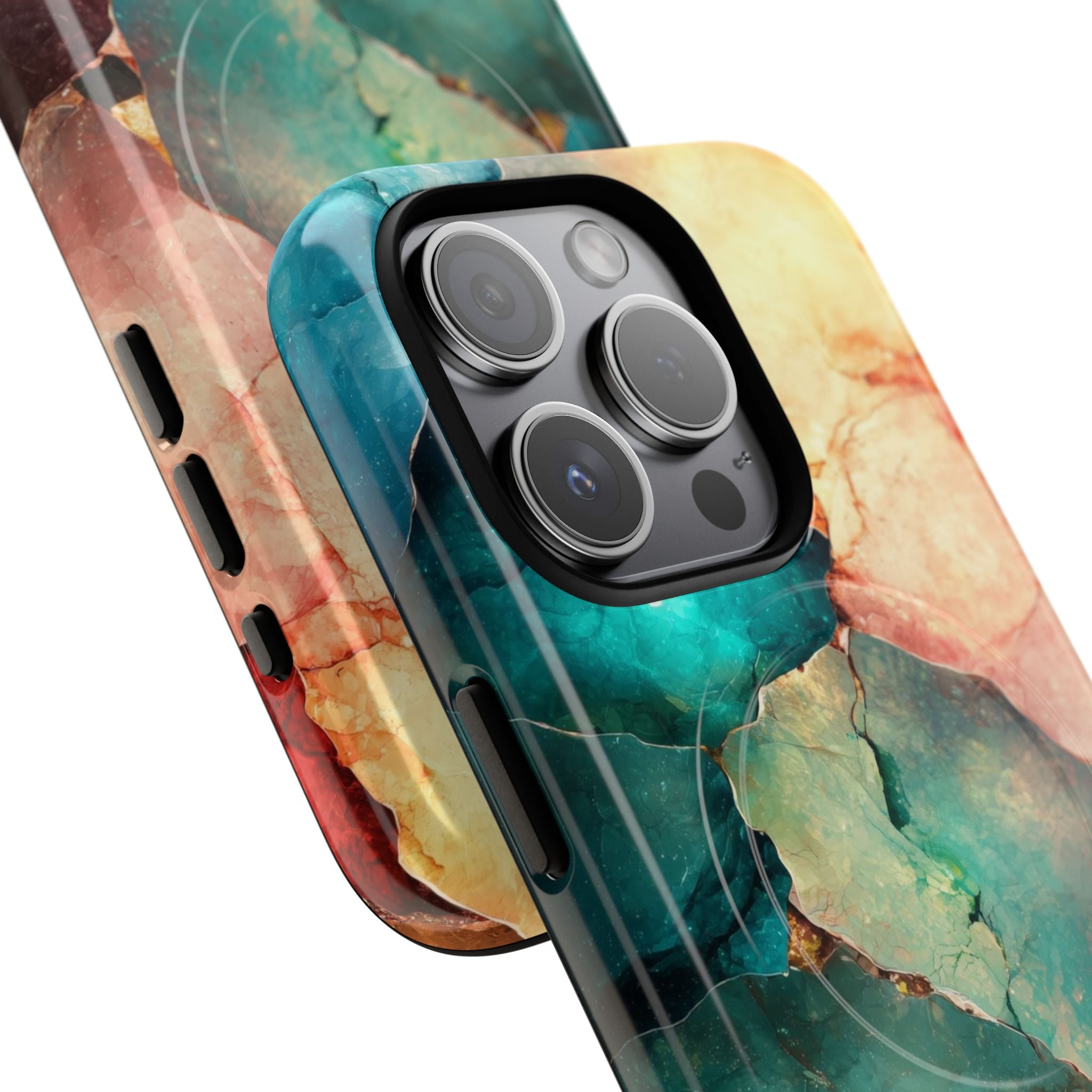 Teal Mosaic Veins iPhone 15 Pro Case - Tough+