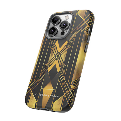 Golden Geometric Elegance iPhone 14 - Tough Phone Case