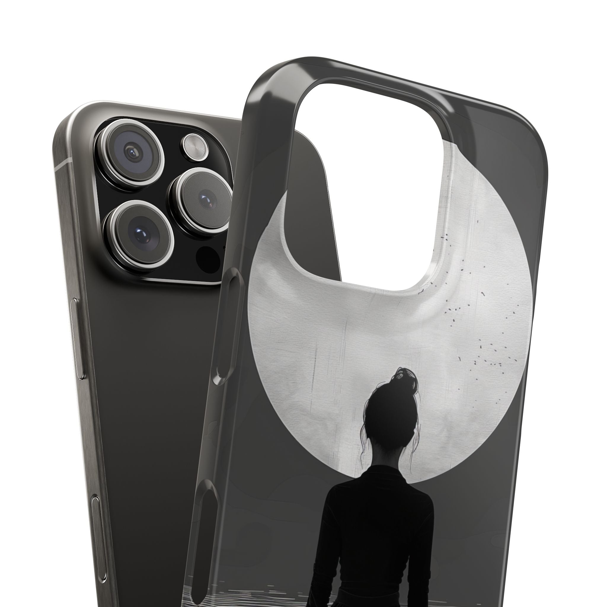 Zen Serenity Moon Reflection iPhone 16 - Slim Phone Case