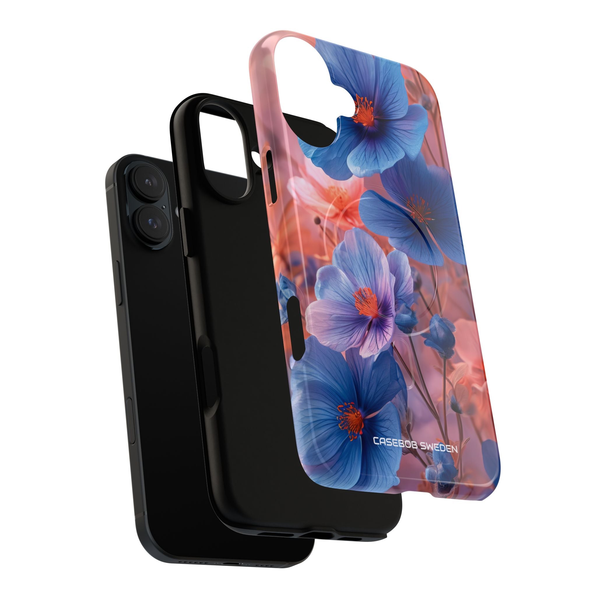 Blue Peach Blossoms - Tough + MagSafe® iPhone 16 Phone Case