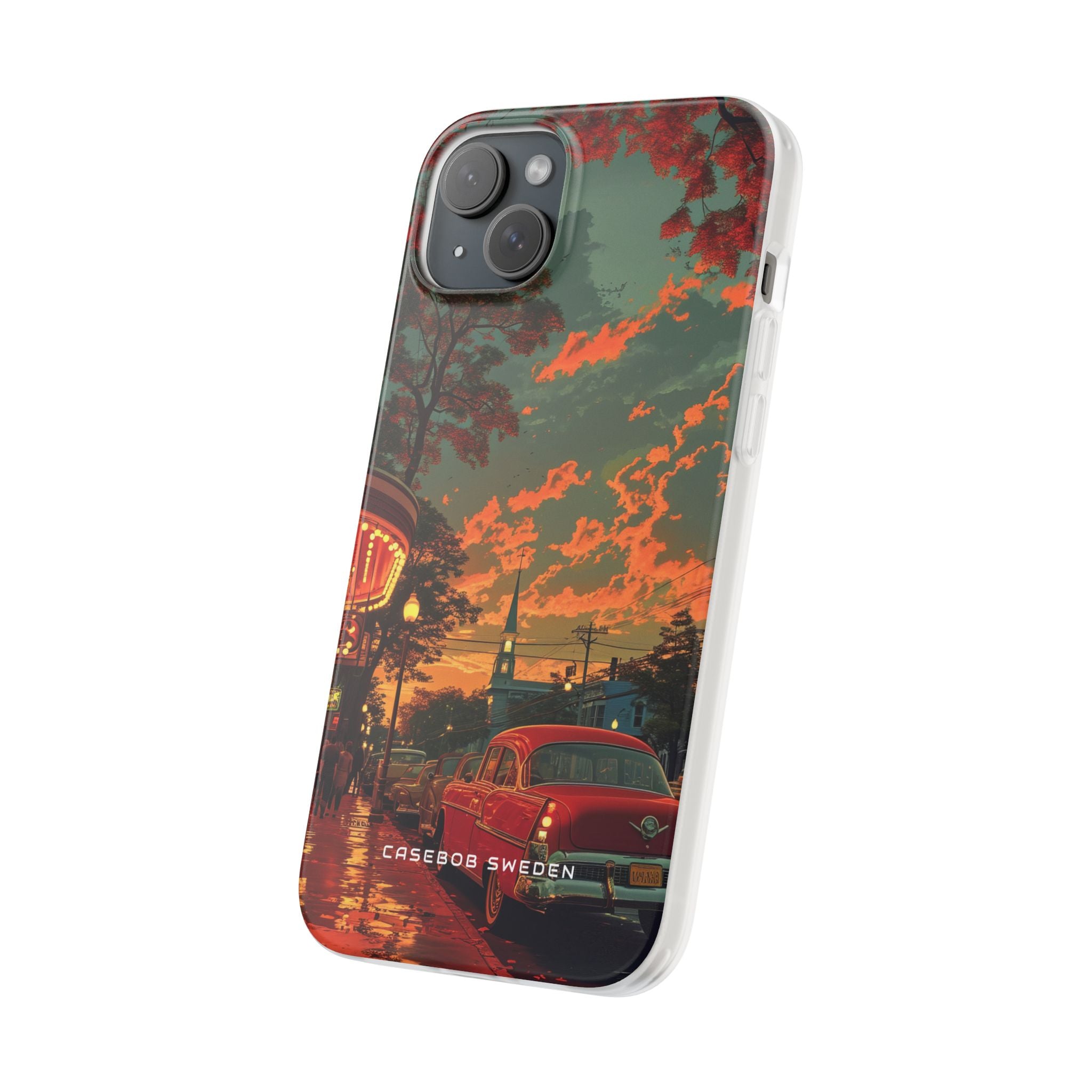 Mid-Century Nostalgia Streetscape iPhone 15 - Flexi Phone Case