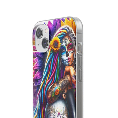 Sunflower Skull Glow iPhone 14 Plus Case - Soft