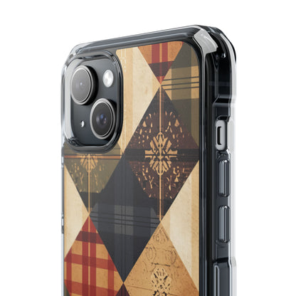 Rustic Geometric Patchwork Harmony iPhone 15 - Clear Impact Phone Case