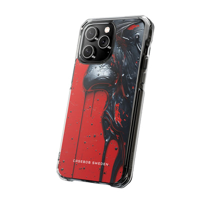 Textured Crimson Bloom iPhone 14 - Clear Impact Phone Case