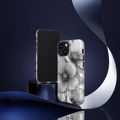 Grayscale Floral Harmony iPhone 13 - Tough