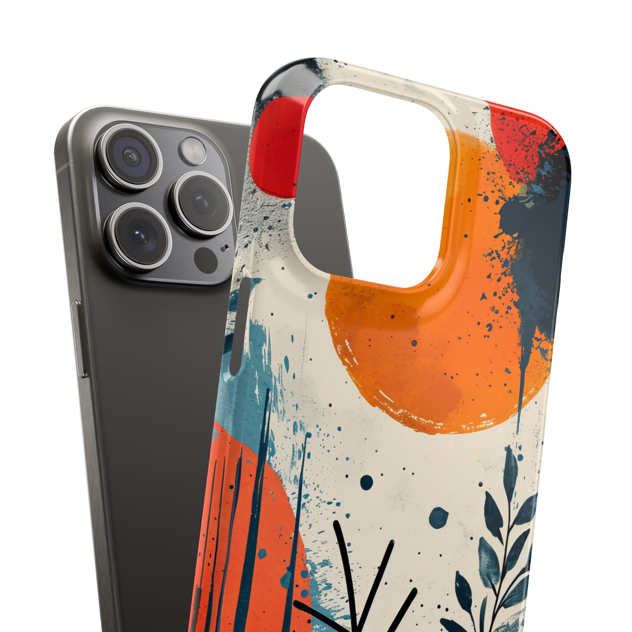 Orange Blue Splash - Slim iPhone 15 Phone Case