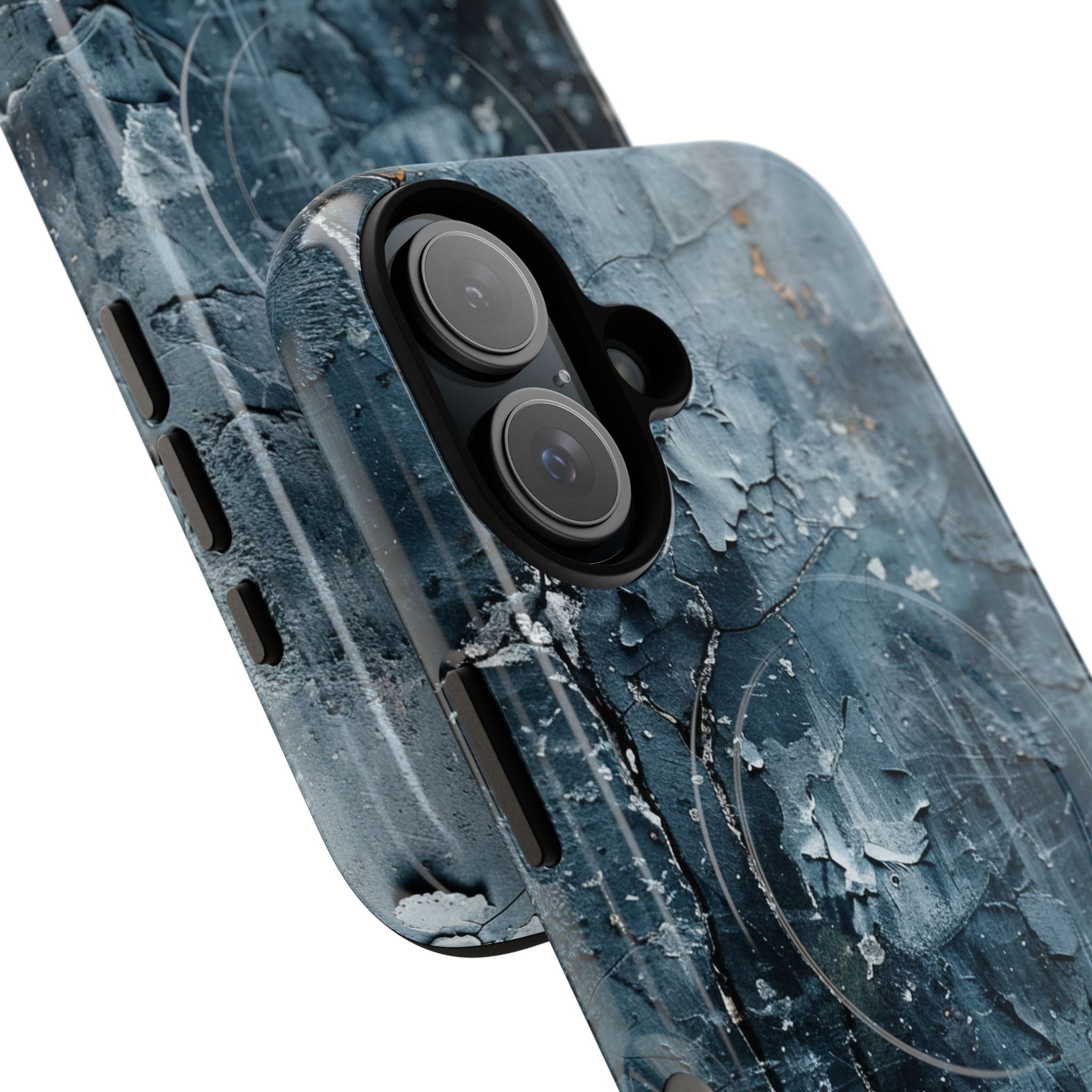 Weathered Blue Tapestry with Cracked Layers iPhone 16  Tough+ Phone Case