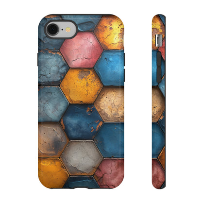 Pastel Honeycomb Bliss: Yellow & Blue - Protective Phone Case