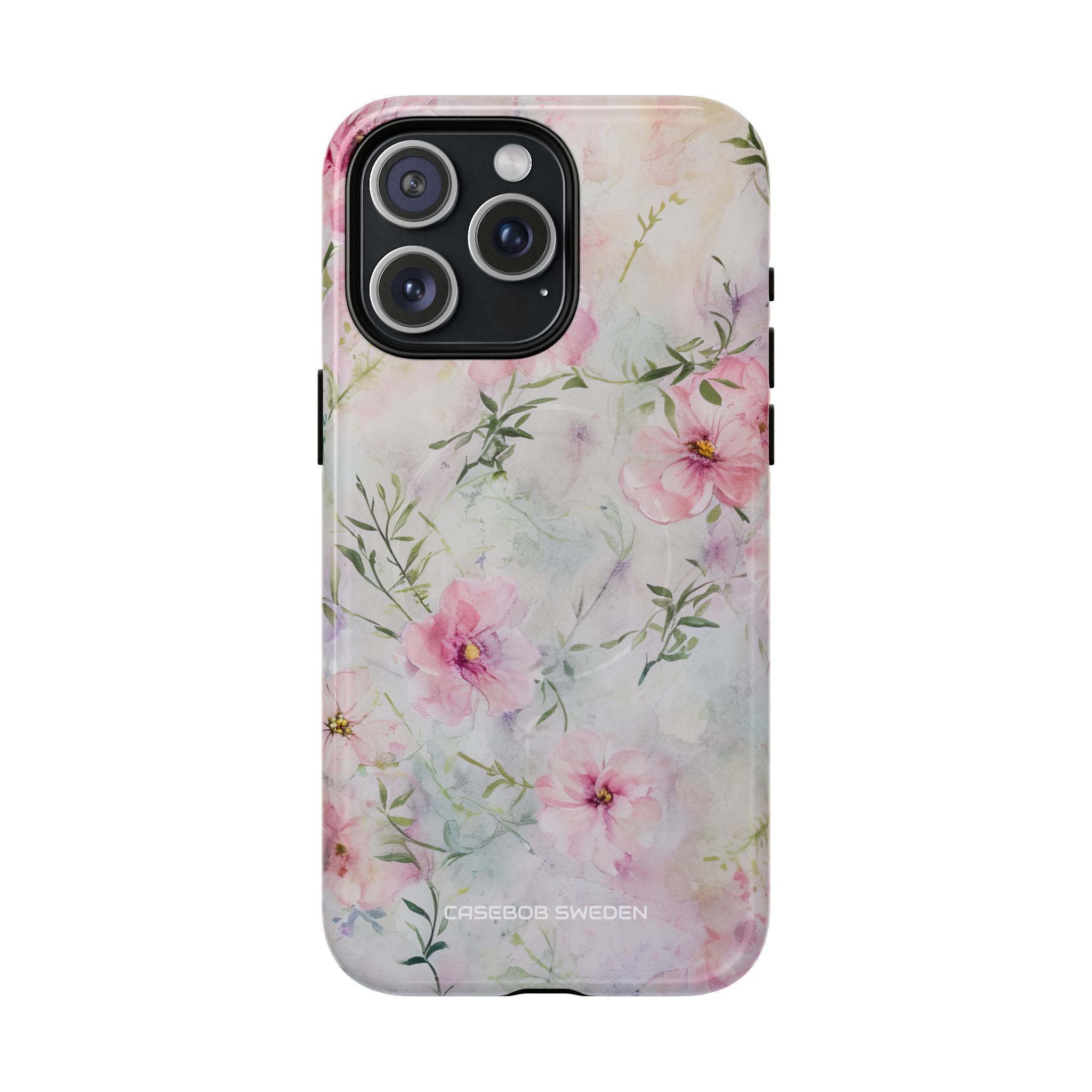 Pink Floral Watercolor Decor - Tough + MagSafe® iPhone 15 Phone Case