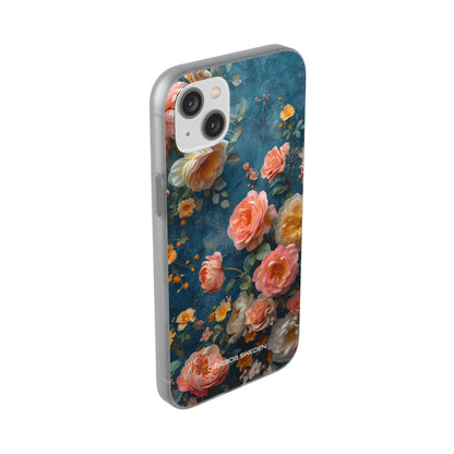 Blue Floral Elegance - Flexi iPhone 14 Phone Case