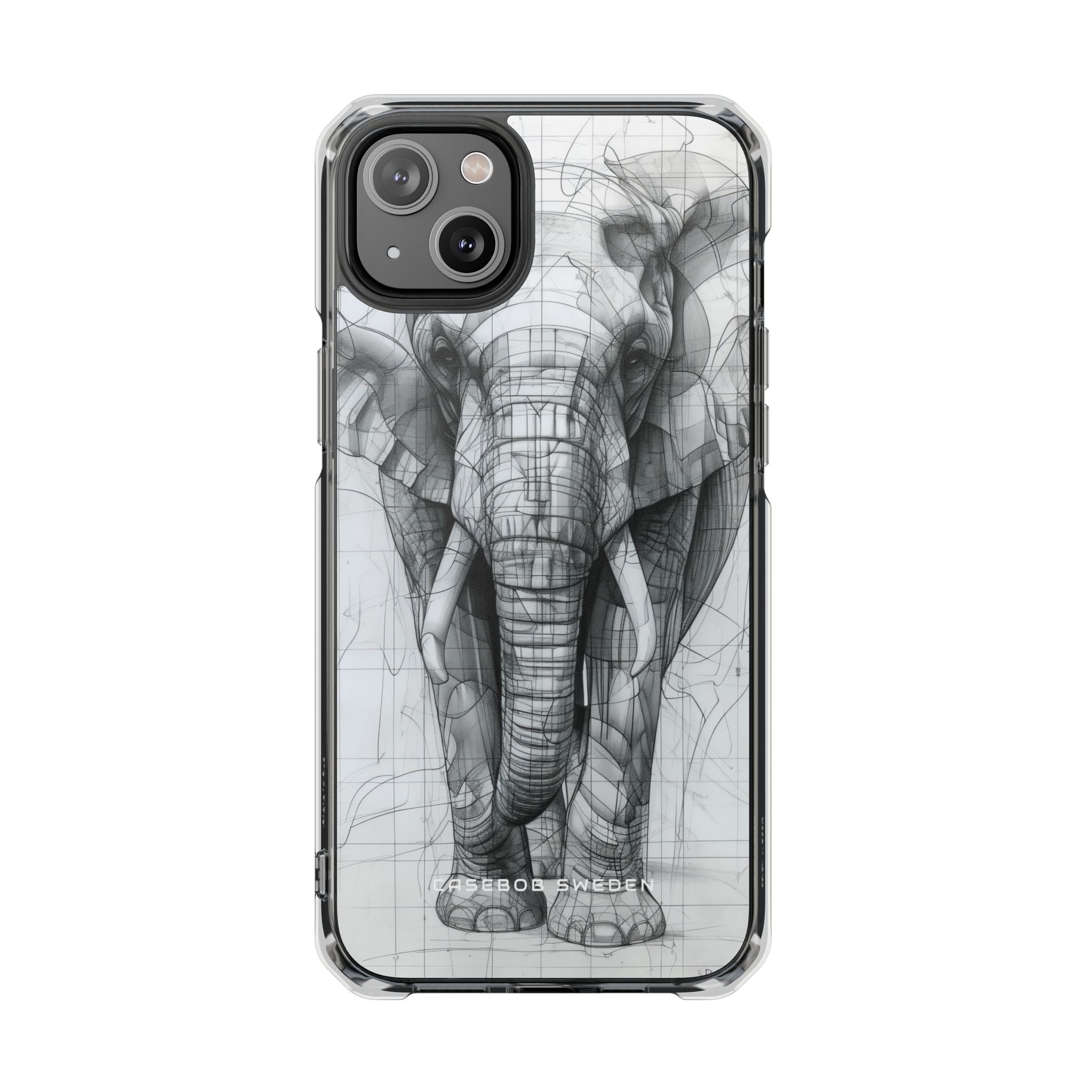 Elephant Line Geometry iPhone 14 - Clear Impact Phone Case