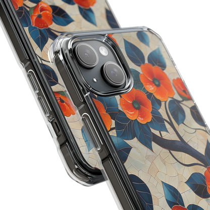 Orange Blossoms Mosaic Harmony iPhone 15 - Clear Impact Phone Case