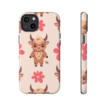 Cute Cattle & Flowers - iPhone Case