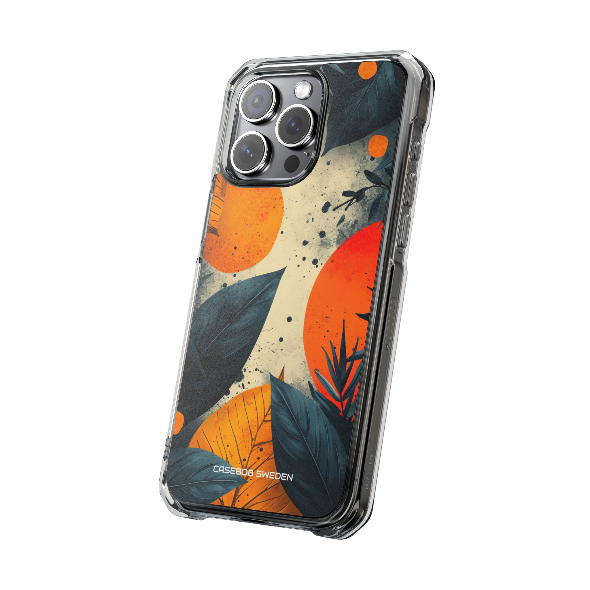 Tropical Blue Leaves - Clear Impact iPhone 15 Phone Case