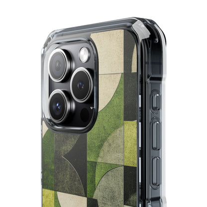 Green Geometric Harmony - Clear Impact iPhone 15 Phone Case