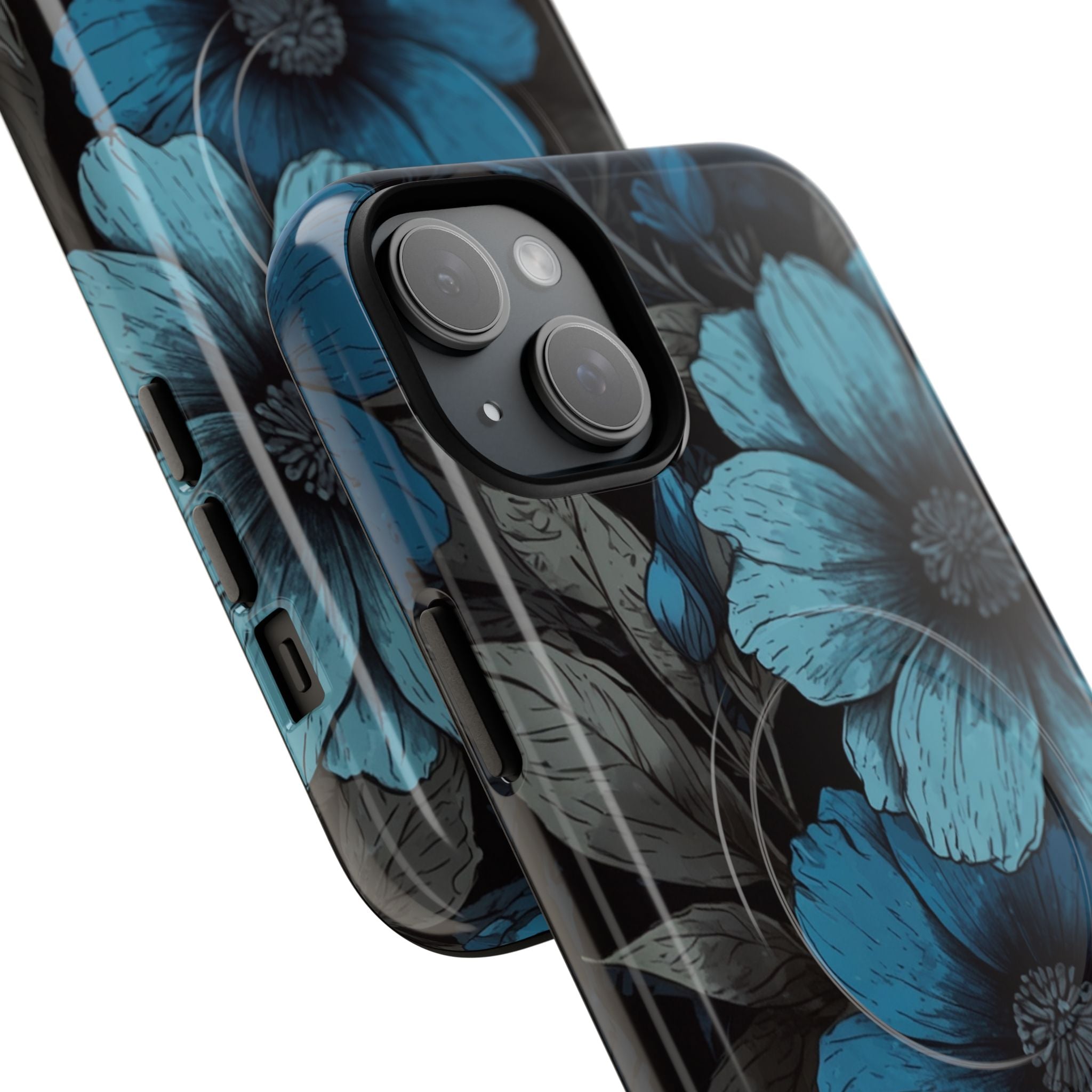 Blue Petal Radiance iPhone 15 Plus Case - Tough+