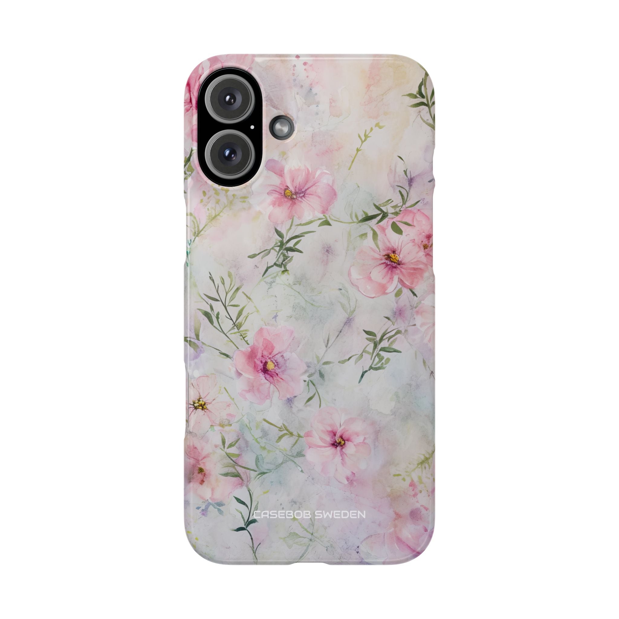 Pink Floral Watercolor Decor - Slim iPhone 16 Phone Case