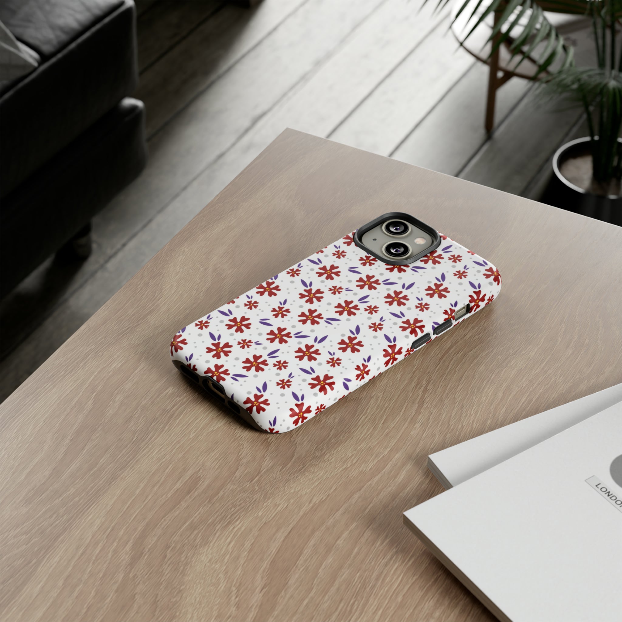 Red Flower Pattern - Protective Phone Case