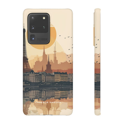 Eiffel Tower Silhouette with Birds and Sun Reflection Samsung S20 - Slim Phone Case