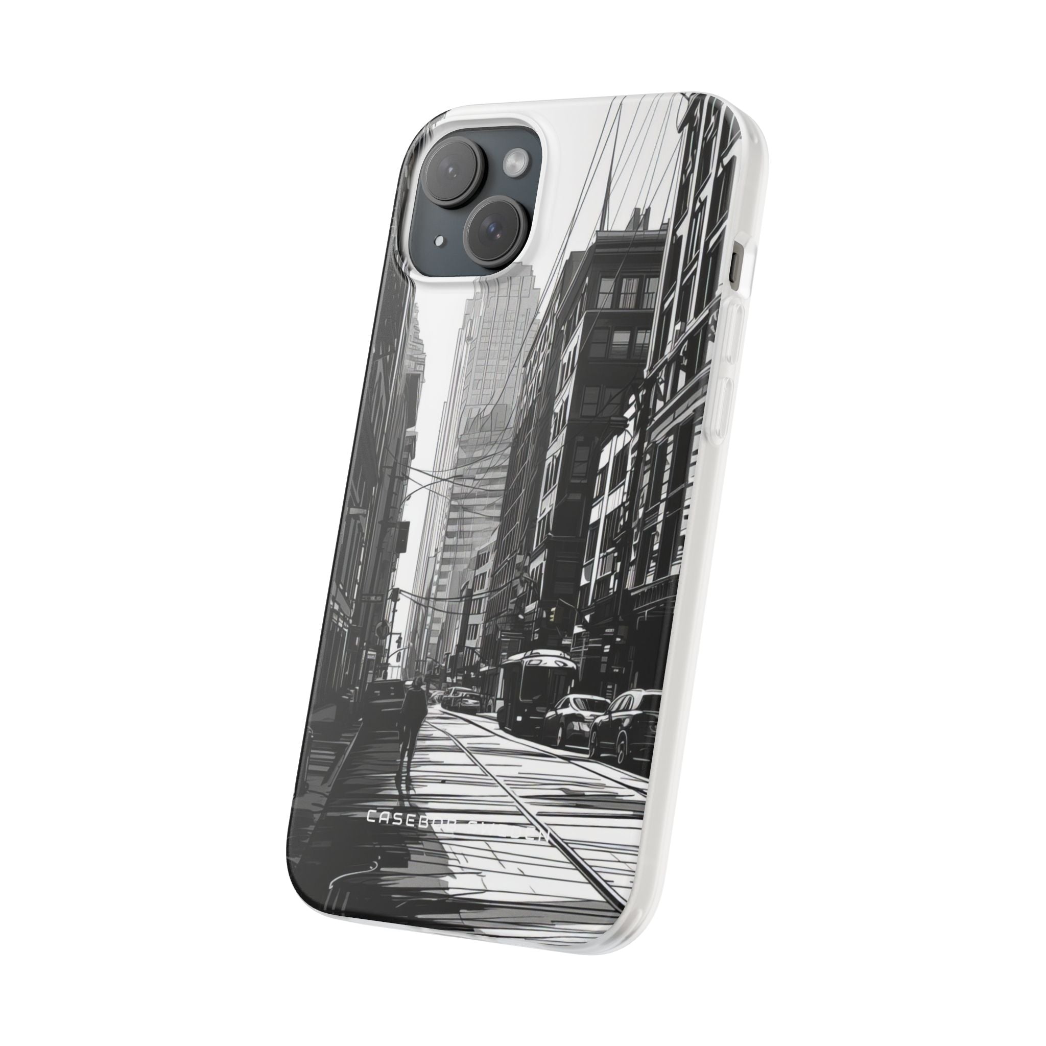 Urban Cityscape Line Perspective iPhone 15 - Flexi Phone Case