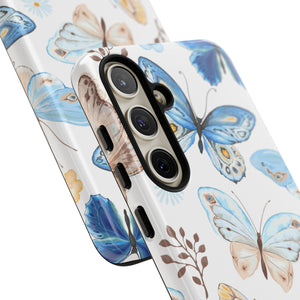 Flying Butterflies, Blue and Yellow iPhone case (Protective) - Protective Phone Case