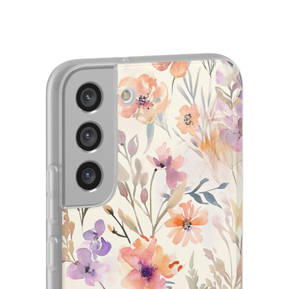 Soft Pink Floral Watercolor Design - Flexi Samsung S22 Phone Case